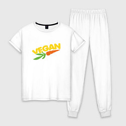 Пижама хлопковая женская Vegan Life, цвет: белый