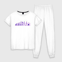 Пижама хлопковая женская Эволюция Програмиста, цвет: белый