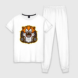 Пижама хлопковая женская Tiger Music, цвет: белый