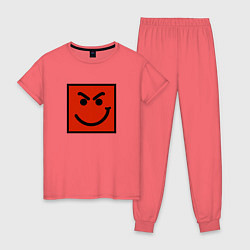 Пижама хлопковая женская BON JOVI HAVE A NICE DAY SMILE LOGO, цвет: коралловый