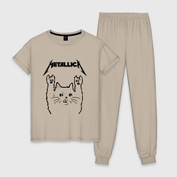 Пижама хлопковая женская METALLICA МЕТАЛЛИКА, цвет: миндальный