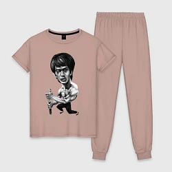 Пижама хлопковая женская Bruce Lee, цвет: пыльно-розовый