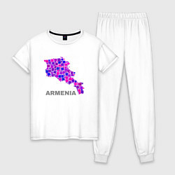 Пижама хлопковая женская Армения Armenia, цвет: белый