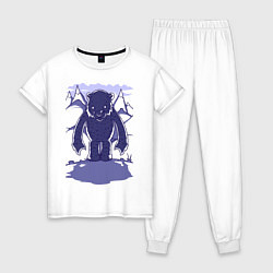 Пижама хлопковая женская Медведь гуляет, цвет: белый