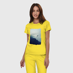 Пижама хлопковая женская ОРЁЛ НАД ЛЕСОМ EAGLE, цвет: желтый — фото 2