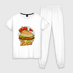 Пижама хлопковая женская Королевский бургер, цвет: белый