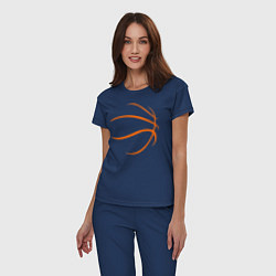 Пижама хлопковая женская Баскетбольный мяч, цвет: тёмно-синий — фото 2