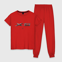 Пижама хлопковая женская BMW X5, цвет: красный