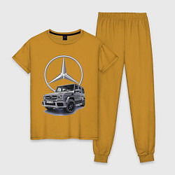 Пижама хлопковая женская Mercedes Gelendwagen G63 AMG G-class G400d, цвет: горчичный