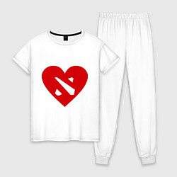 Пижама хлопковая женская Love Dota 2, цвет: белый