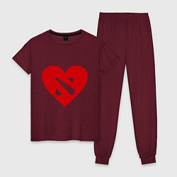 Пижама хлопковая женская Love Dota 2 цвета меланж-бордовый — фото 1