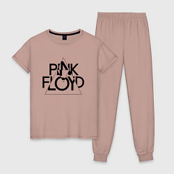 Пижама хлопковая женская PINK FLOYD LOGO ПИНК ФЛОЙД, цвет: пыльно-розовый