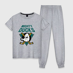 Пижама хлопковая женская Анахайм Дакс, Mighty Ducks, цвет: меланж