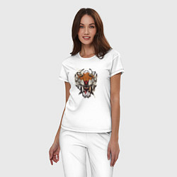 Пижама хлопковая женская Angry Tiger watercolor, цвет: белый — фото 2