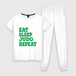 Пижама хлопковая женская Eat - Sleep - Judo, цвет: белый