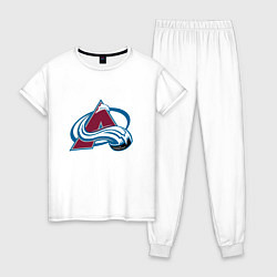 Пижама хлопковая женская Колорадо Эвеланш логотип, цвет: белый