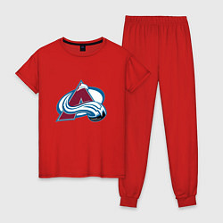 Пижама хлопковая женская Колорадо Эвеланш логотип, цвет: красный