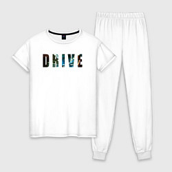 Пижама хлопковая женская DRIVE film, цвет: белый