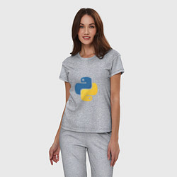 Пижама хлопковая женская Python язык, цвет: меланж — фото 2
