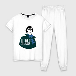 Пижама хлопковая женская Шерлок 2024, цвет: белый