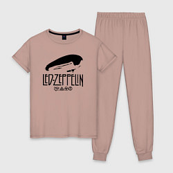 Пижама хлопковая женская Дирижабль Led Zeppelin с лого участников, цвет: пыльно-розовый