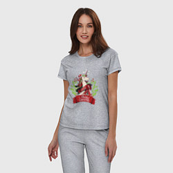 Пижама хлопковая женская Christmas Unicorn, цвет: меланж — фото 2