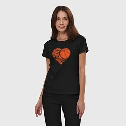Пижама хлопковая женская Баскетбольное сердце, цвет: черный — фото 2