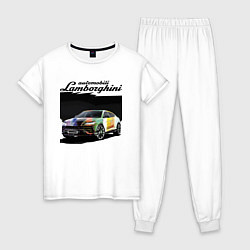 Пижама хлопковая женская Lamborghini Urus - это очень круто!, цвет: белый