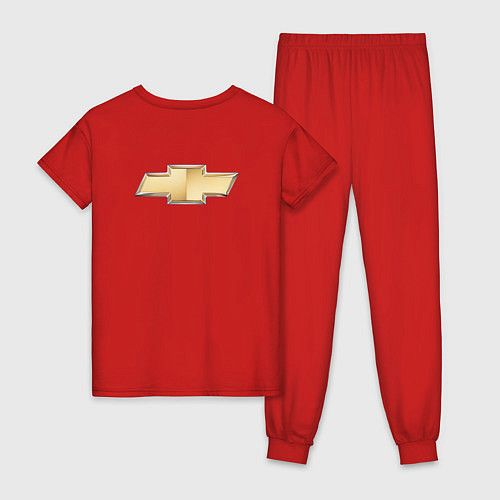 Женская пижама Chevrolet Лого Эмблема спина / Красный – фото 2