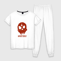 Пижама хлопковая женская Money Heist Skull, цвет: белый