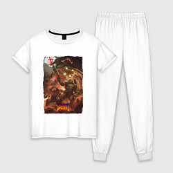 Пижама хлопковая женская Doom Eternal Poster, цвет: белый