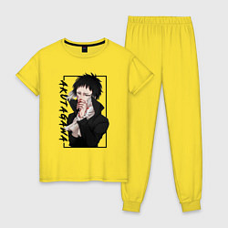 Пижама хлопковая женская Рюноске Акутагава Великий из бродячих псов, цвет: желтый