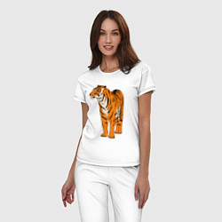 Пижама хлопковая женская Гордый независимый тигр, цвет: белый — фото 2