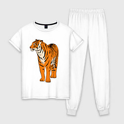 Пижама хлопковая женская Гордый независимый тигр, цвет: белый