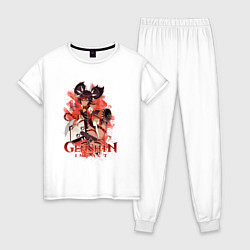 Пижама хлопковая женская Синь Янь Xinyan Genshin Impact, цвет: белый