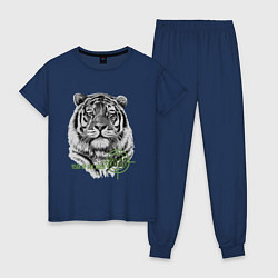 Пижама хлопковая женская Год белого тигра 2022, цвет: тёмно-синий