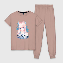 Пижама хлопковая женская Кокоми Kokomi Genshin Impact, цвет: пыльно-розовый