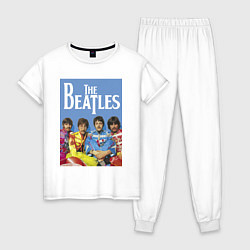 Пижама хлопковая женская The Beatles - world legend!, цвет: белый