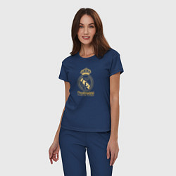 Пижама хлопковая женская Real Madrid gold logo, цвет: тёмно-синий — фото 2