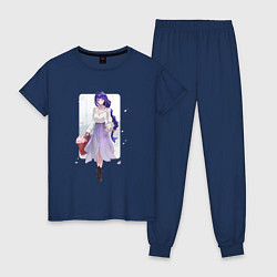 Пижама хлопковая женская Весенняя Райден и лисичка Яй, цвет: тёмно-синий