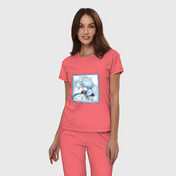 Пижама хлопковая женская Котик Чун Юй в деле, цвет: коралловый — фото 2