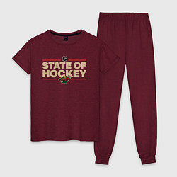 Пижама хлопковая женская Minnesota Wild NHL Миннесота Уайлд НХЛ, цвет: меланж-бордовый