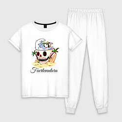Пижама хлопковая женская Fuerteventura - Summer, цвет: белый