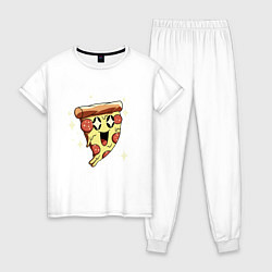 Пижама хлопковая женская CUTE PIZZA, цвет: белый