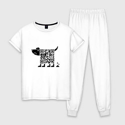 Пижама хлопковая женская QR DOG QR КОД, цвет: белый