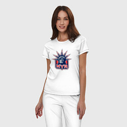 Пижама хлопковая женская Нью Йорк Рейнджерс New York Rangers, цвет: белый — фото 2