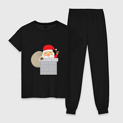 Пижама хлопковая женская Дед Мороз в трубе, цвет: черный