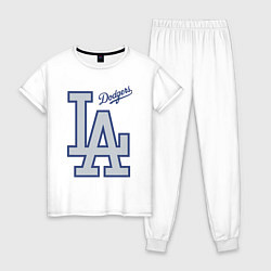 Пижама хлопковая женская Los Angeles Dodgers - baseball team, цвет: белый