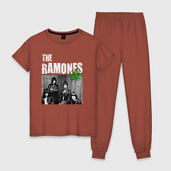 Пижама хлопковая женская The Ramones Рамоунз, цвет: кирпичный