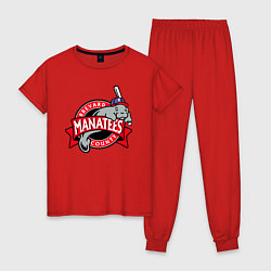 Пижама хлопковая женская Brevard County Manatees - baseball team, цвет: красный